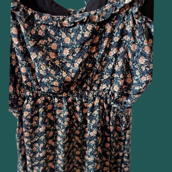 Cupcakes & Cashmere Azura  Floral Ruffle Mini Dress Black & Peach Xsmall - Picture 11 of 16